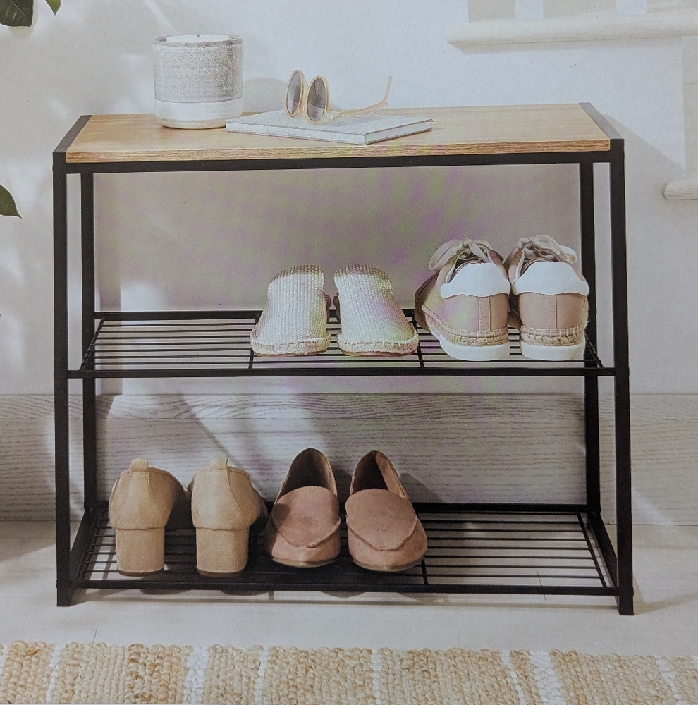 Target Brightroom Two-Tier Black and Brown Shoe Rack